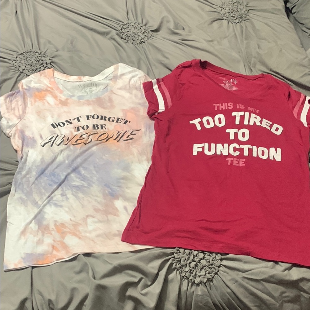Two Tie-Dye and Red Graphic Tees
